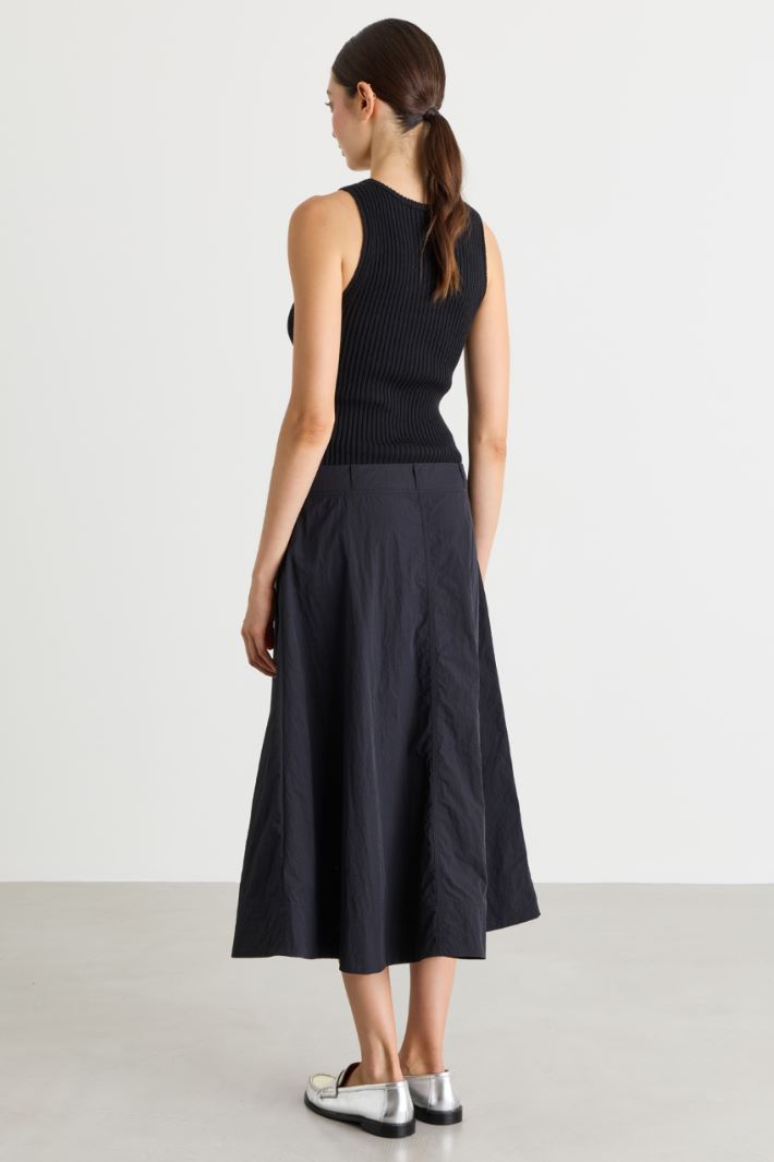 Knit and technical fabric dress - BLACK GREY - Intrend - 4