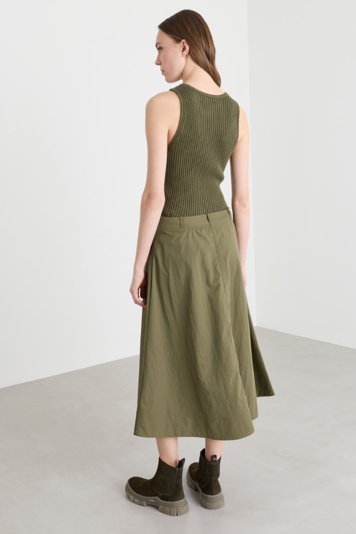Knit and technical fabric dress - GREEN - Intrend - 4
