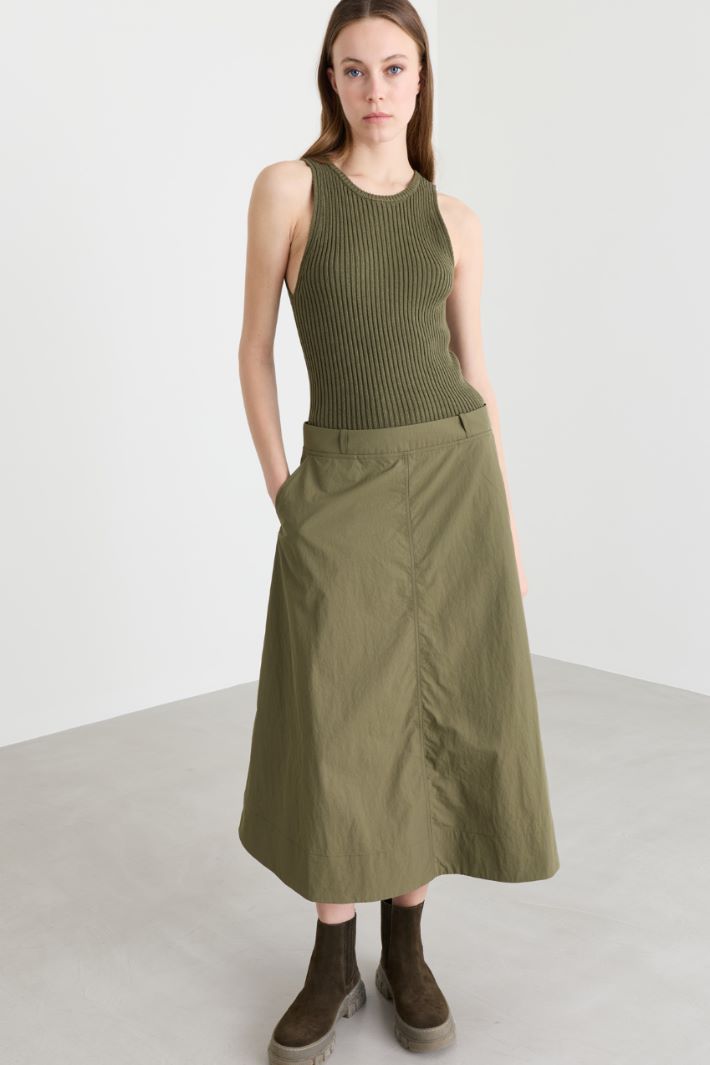 Knit and technical fabric dress - GREEN - Intrend - 2