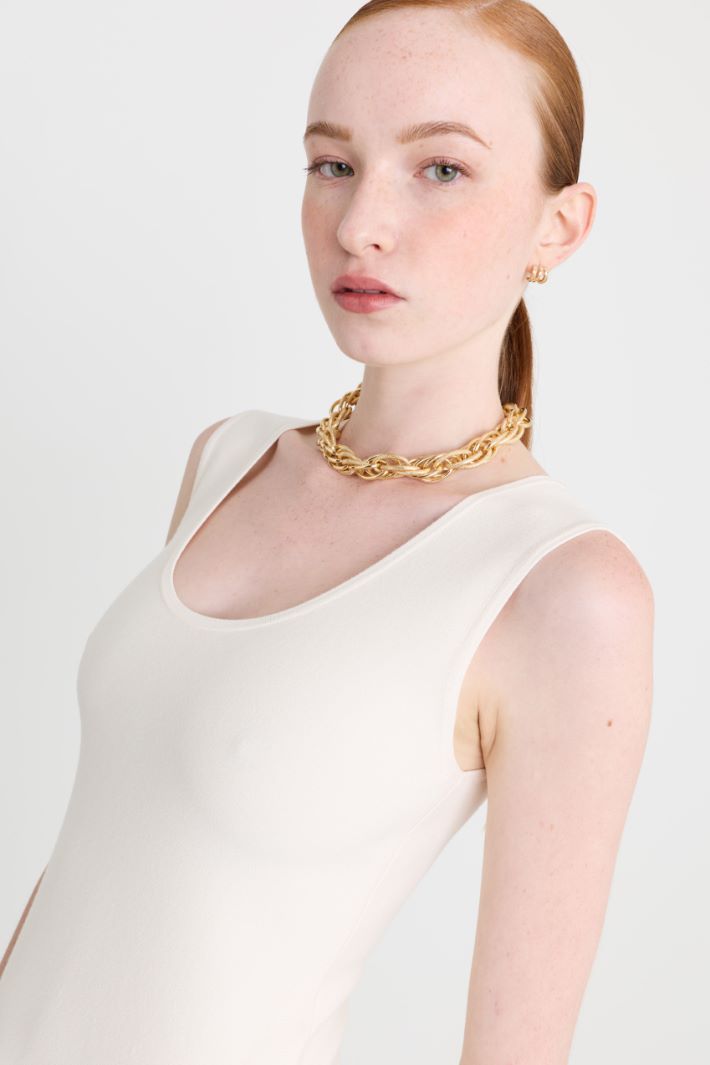 Fitted knit dress - WHITE - Intrend - 3