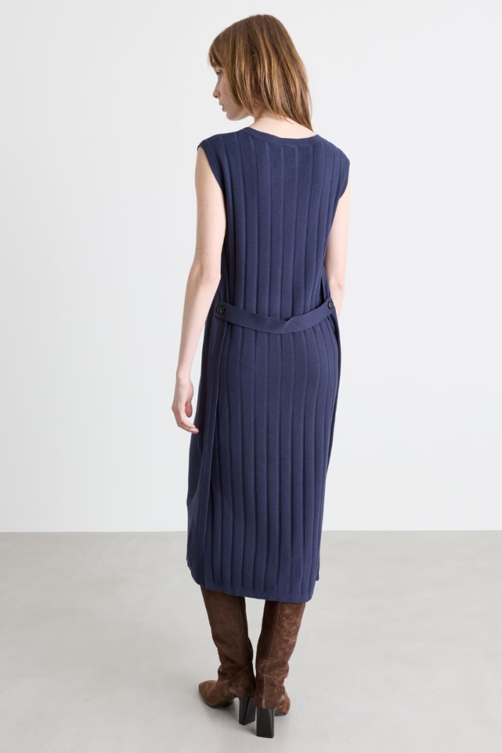 Sleeveless knitted dress - BLUE - Intrend - 4