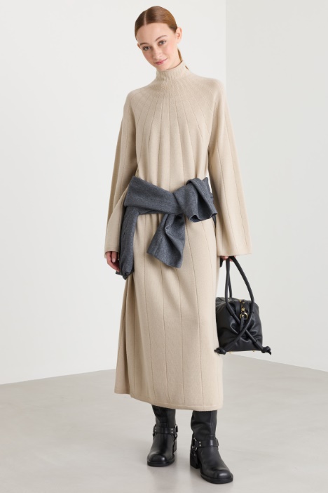 Long flat-rib knit dress - Intrend