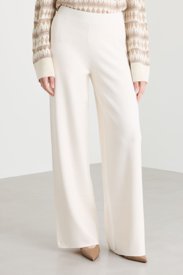 Pantalone largo in maglia - BIANCO - Intrend - 2