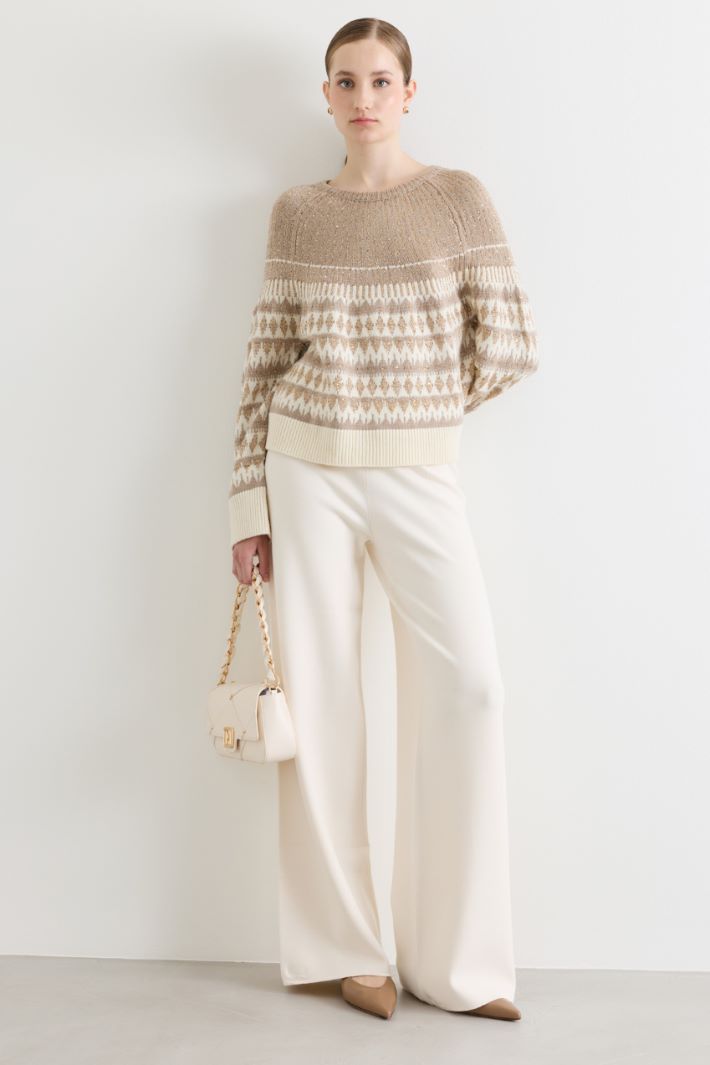 Pantalone largo in maglia - BIANCO - Intrend