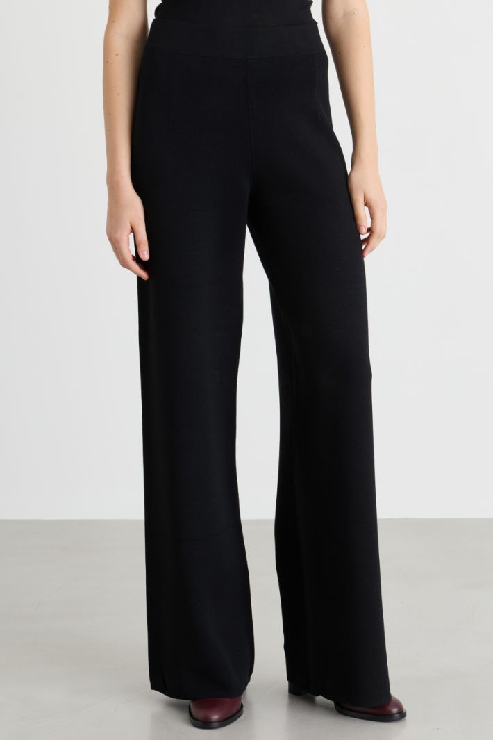 Pantalone largo in maglia - NERO - Intrend - 2