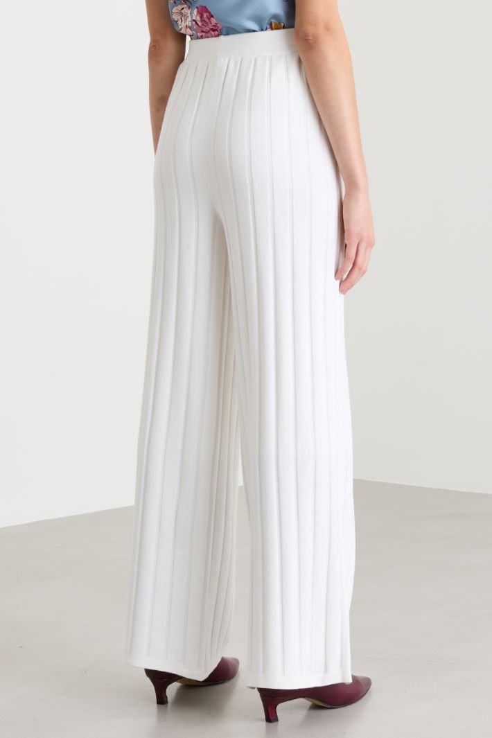 Pantalone in filato di viscosa stretch - BIANCO - Intrend - 4