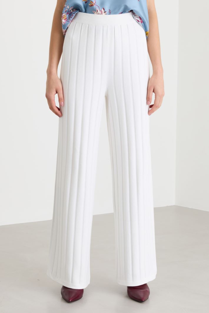 Pantalone in filato di viscosa stretch - BIANCO - Intrend - 2