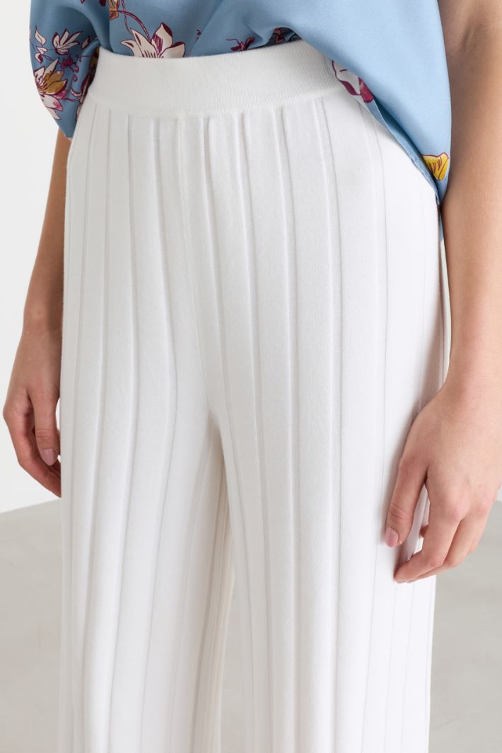 Pantalone in filato di viscosa stretch - BIANCO - Intrend - 3