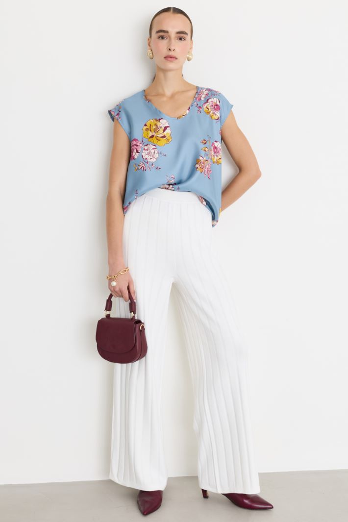 Pantalone in filato di viscosa stretch - BIANCO - Intrend