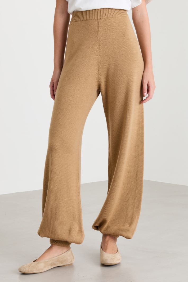 Wool knit joggers - CAMEL - Intrend - 2