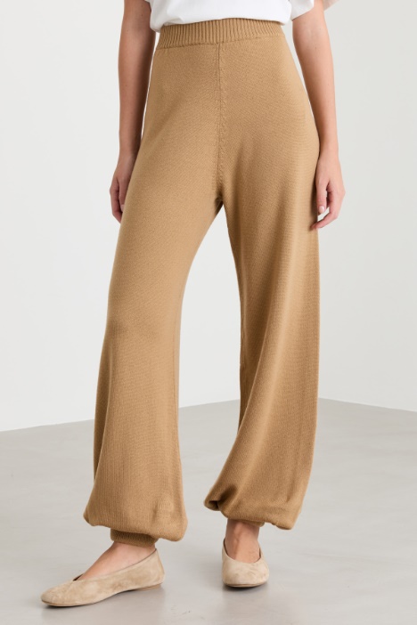 Pantalone jogging in maglia di lana