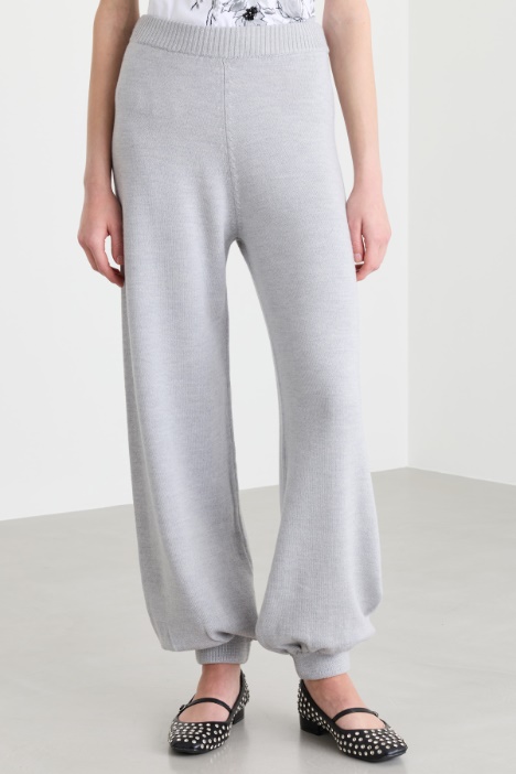 Pantalone jogging in maglia di lana