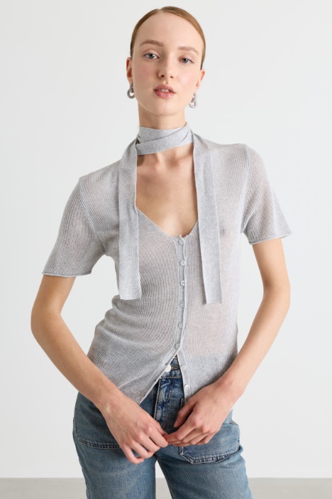 Scarf-detail cardigan - Intrend