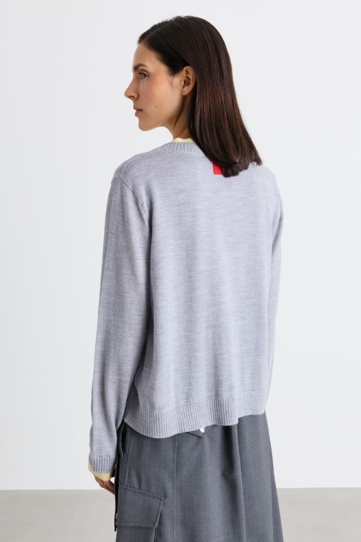 Cardigan à bords contrastants - GRIS JAUNE - Intrend - 4