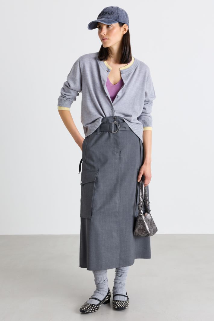 Cardigan à bords contrastants - GRIS JAUNE - Intrend