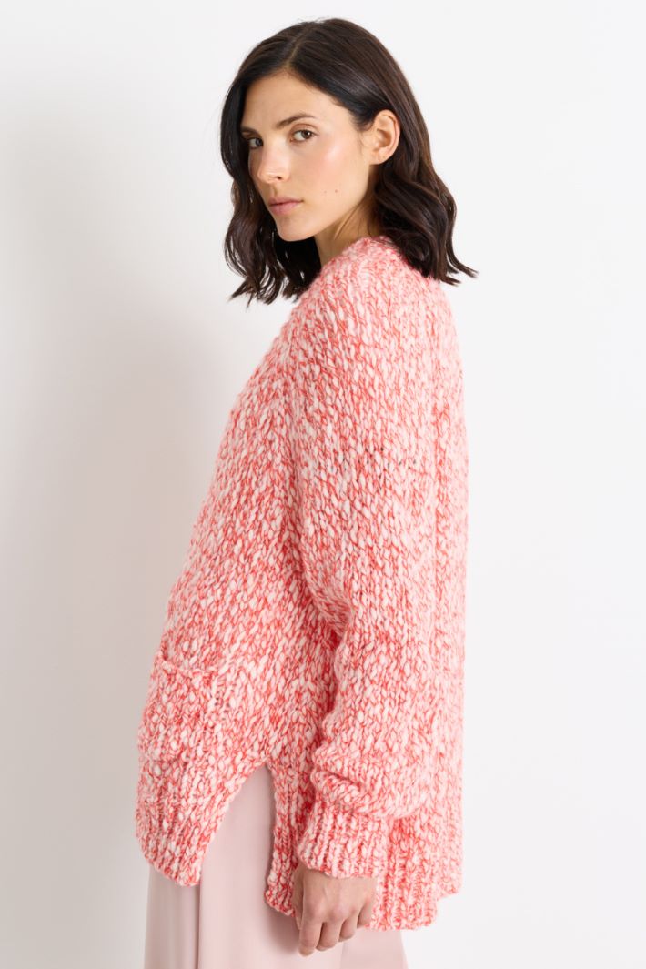 Mouliné cardigan with pockets - RED - Intrend - 4