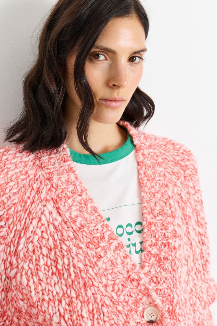 Mouliné cardigan with pockets - RED - Intrend - 3