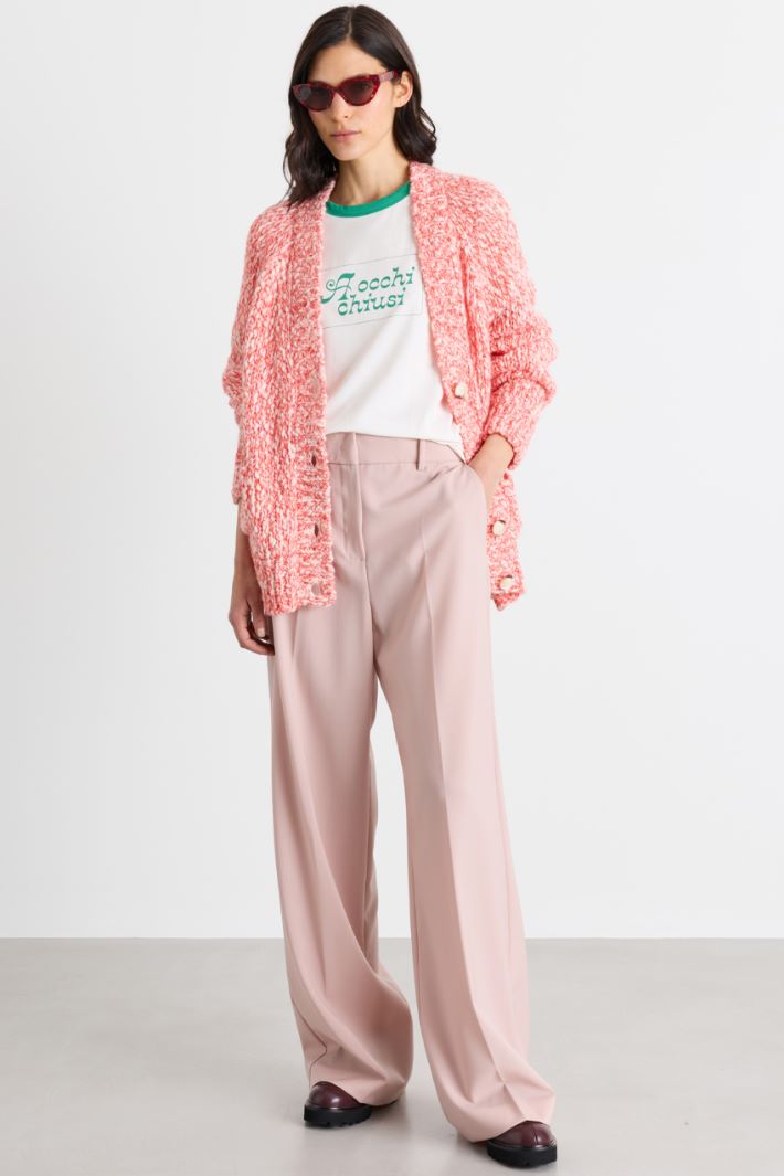 Mouliné cardigan with pockets - RED - Intrend