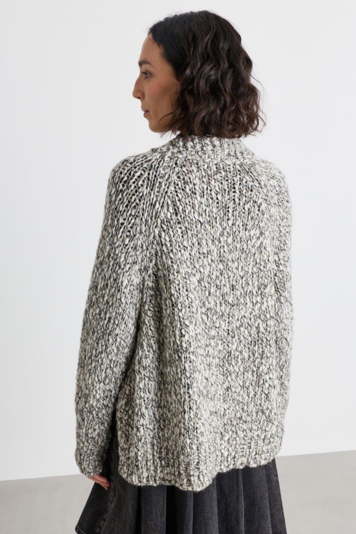 Cardigan mouliné à poches - BLANC NOIR - Intrend - 4