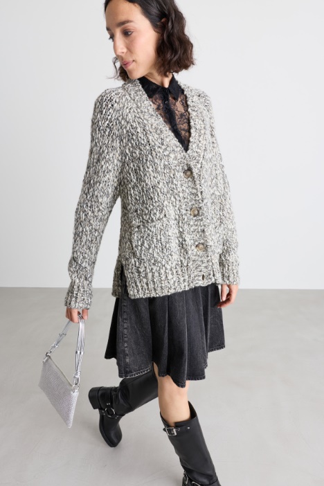 Mouliné cardigan with pockets - Intrend