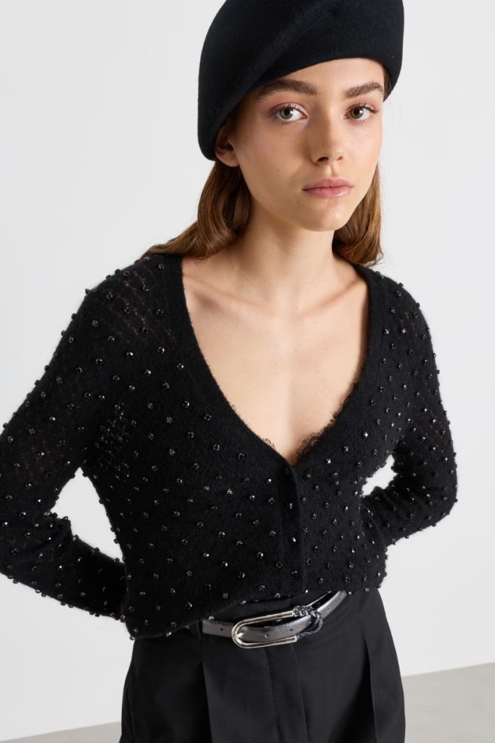 Cardigan à applications bijou - NOIR - Intrend - 3