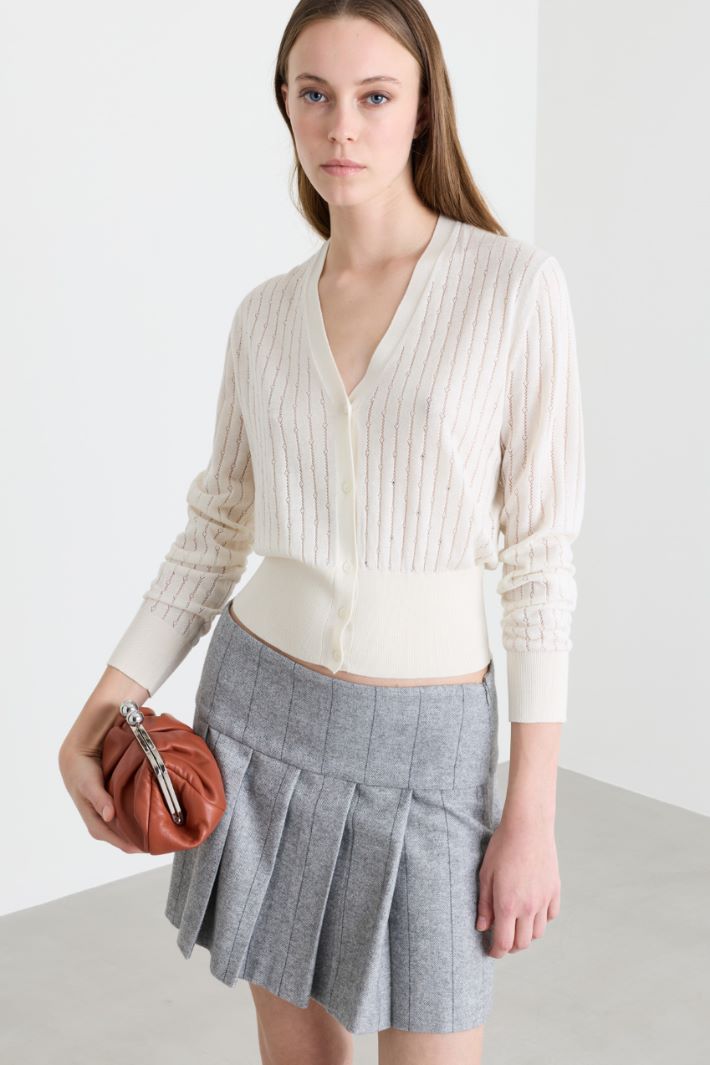 Rhinestone Cardigan - WHITE - Intrend - 2