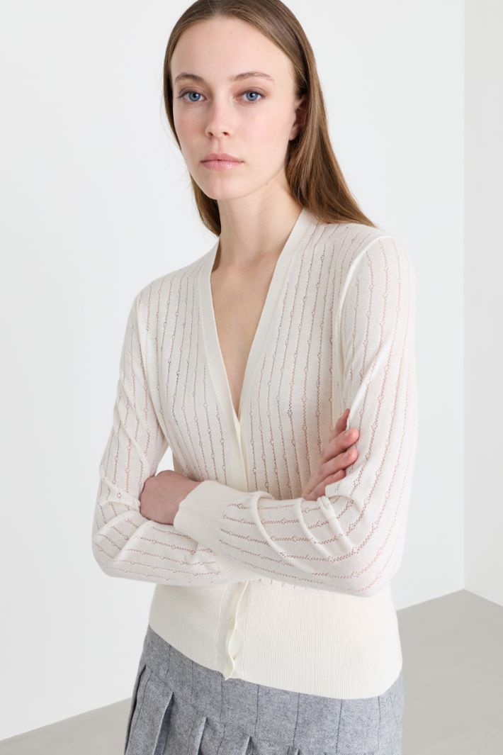 Rhinestone Cardigan - WHITE - Intrend - 3