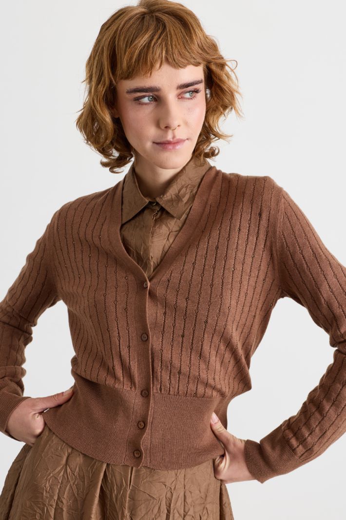 Cardigan con strass - MARRONE - Intrend - 2