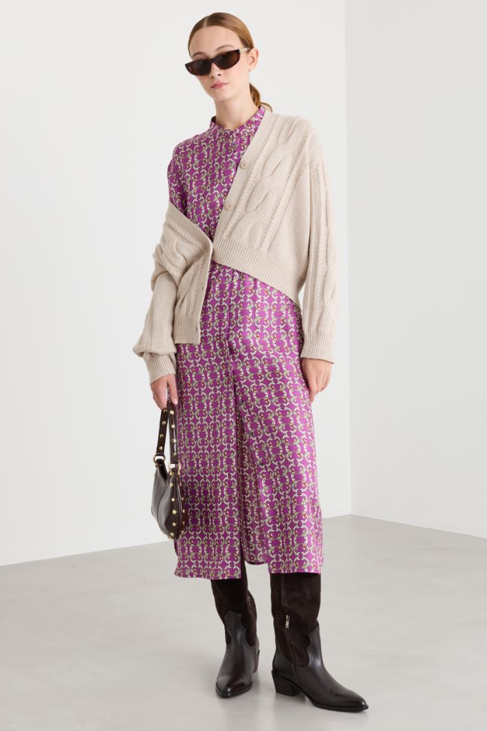 Cable-knit cropped cardigan - BEIGE - Intrend