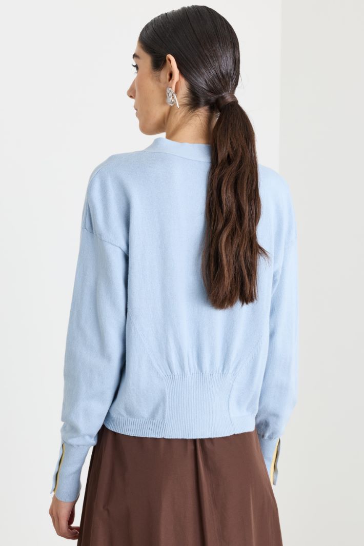 Cardigan court à poignets hauts - BLEU CLAIR - Intrend - 4