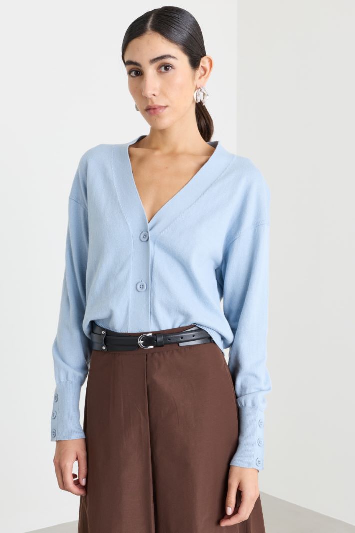 Cardigan court à poignets hauts - BLEU CLAIR - Intrend - 2