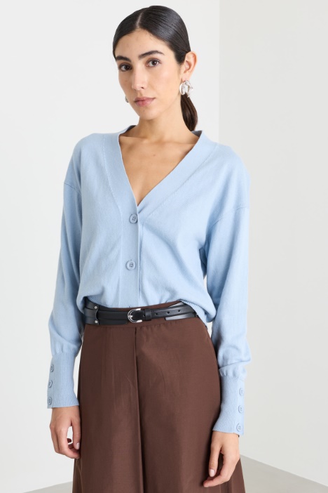 Cropped cardigan with deep cuffs - Intrend
