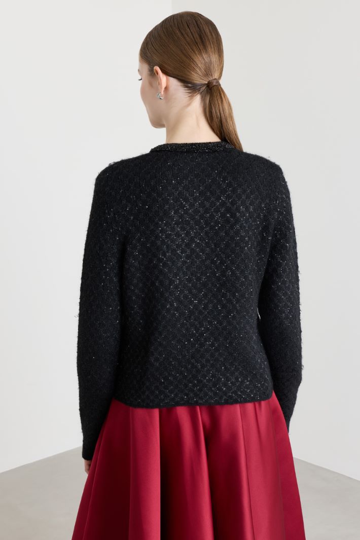 Boxy-Cardigan mit Pailletten - SCHWARZ - Intrend - 4