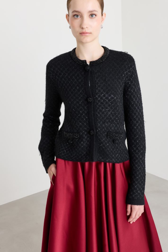 Boxy-Cardigan mit Pailletten - SCHWARZ - Intrend - 2