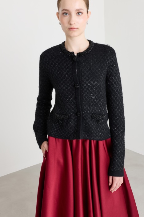 Boxy-Cardigan mit Pailletten - Intrend
