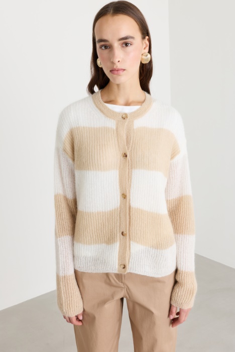 Ribbed mohair cardigan - Intrend