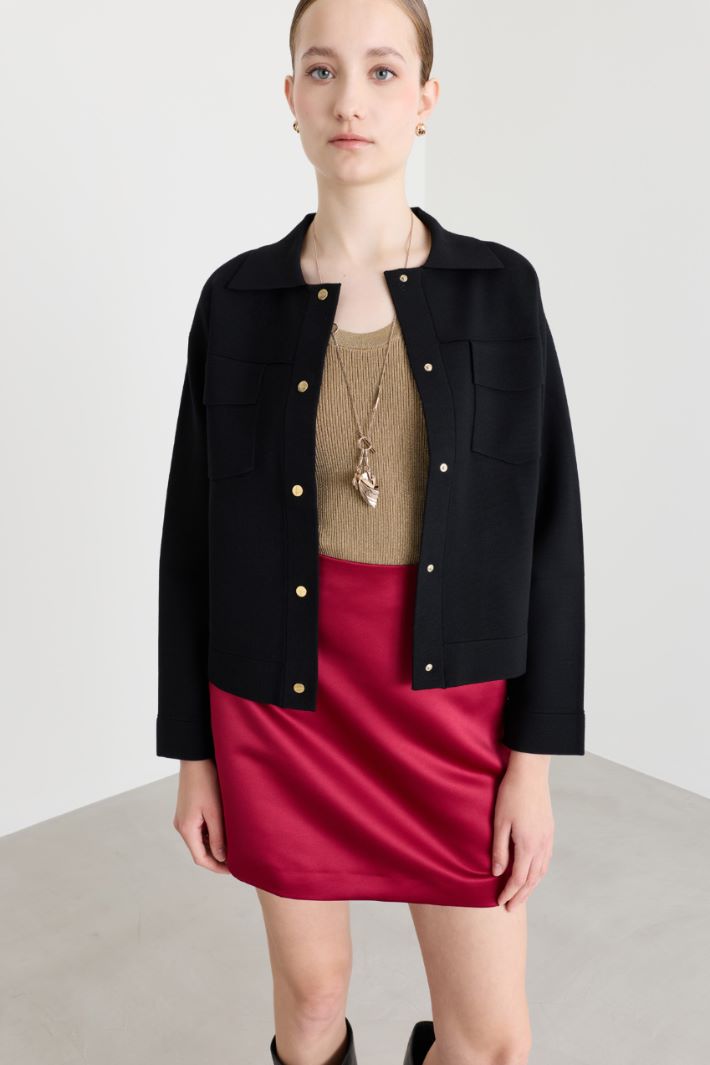 Boxy patch-pocket cardigan - BLACK - Intrend - 2