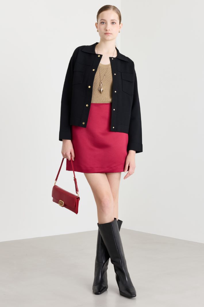 Boxy patch-pocket cardigan - BLACK - Intrend