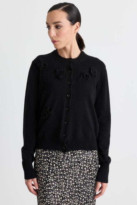 Floral Appliqué Cardigan - Intrend