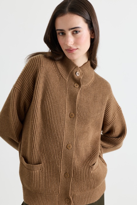 Cardigan stile bomber in lana e cashmere