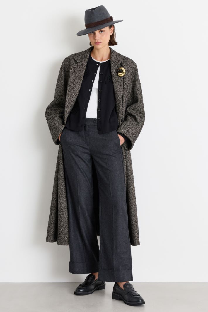 Floral Appliqué Cardigan - BLACK - Intrend