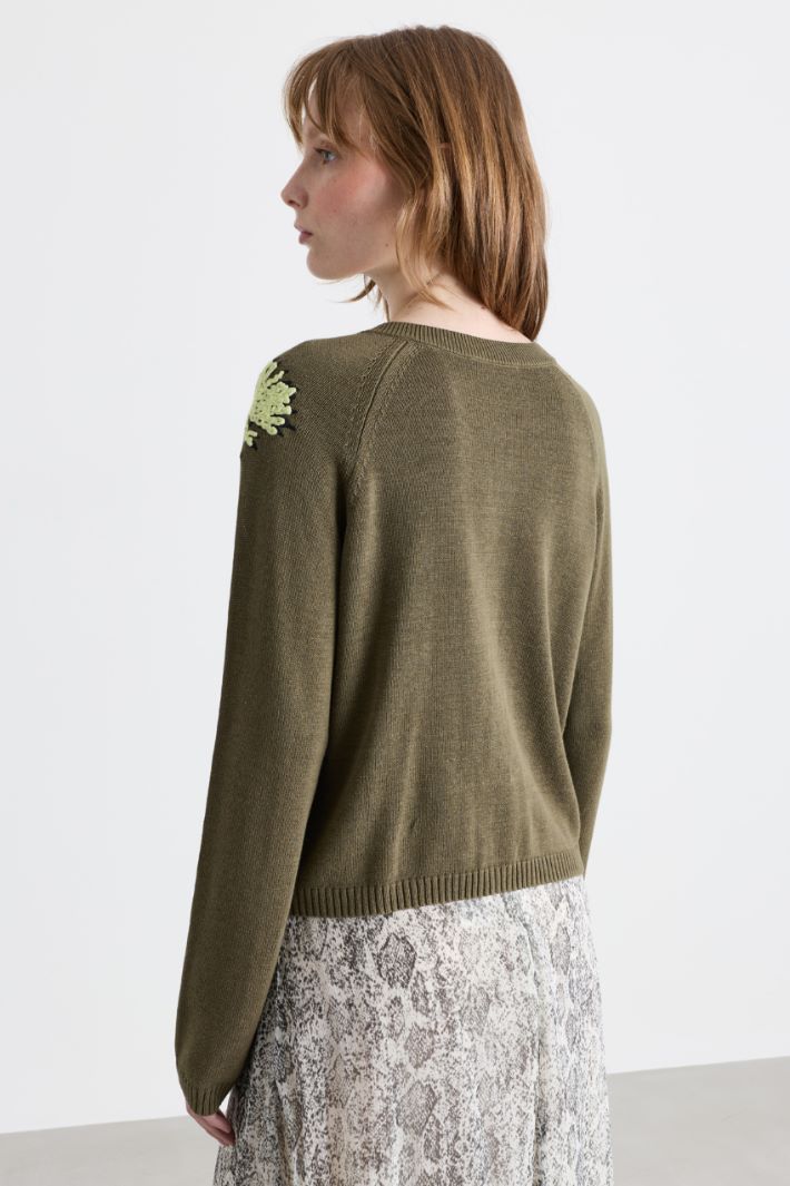 Cardigan brodé - VERT - Intrend - 4