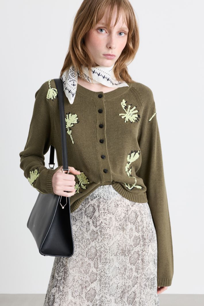 Cardigan brodé - VERT - Intrend - 2