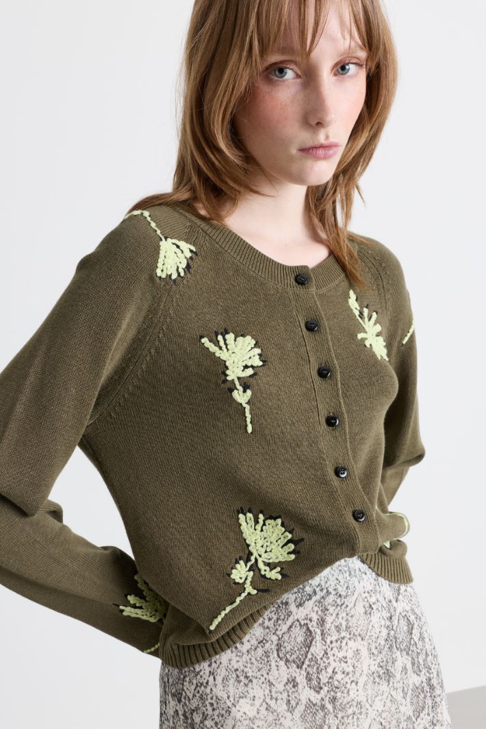 Cardigan brodé - VERT - Intrend - 3