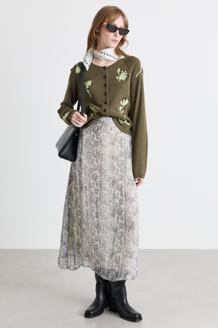 Cardigan brodé - VERT - Intrend