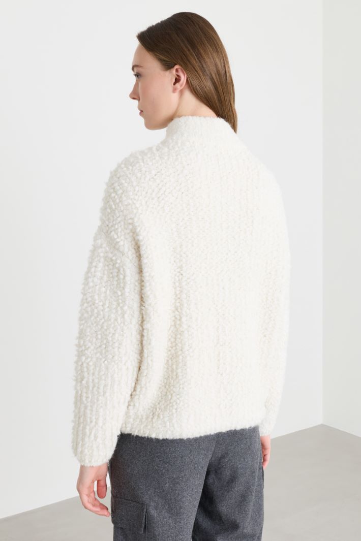 Bouclé cardigan - WHITE - Intrend - 4