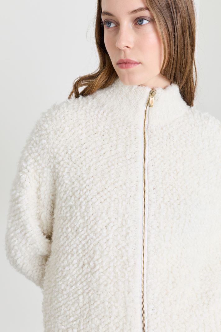 Bouclé cardigan - WHITE - Intrend - 3