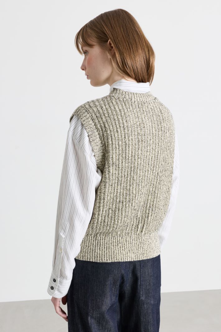 Gilet mouliné côtelé - GRIS - Intrend - 4