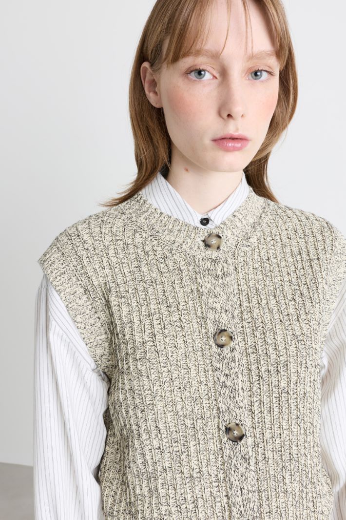 Gilet mouliné côtelé - GRIS - Intrend - 3