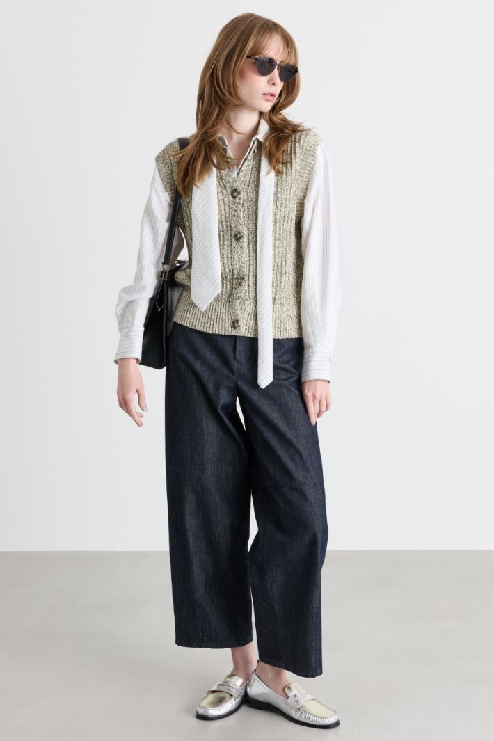 Gilet mouliné côtelé - GRIS - Intrend